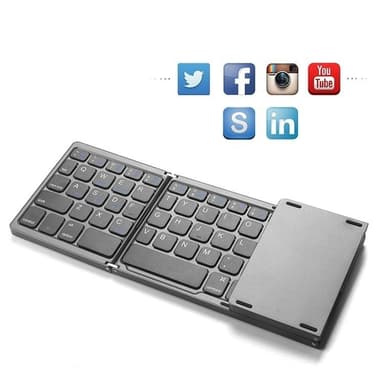NÖRDIC Bluetooth 5.0 sammenleggbart tastatur med pekeplate 64 taster Multiparing IOS Android Windows US Layout