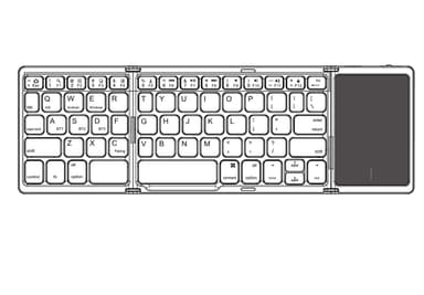 NÖRDIC Bluetooth 5.0 sammenleggbart tastatur med pekeplate 64 taster Multiparing IOS Android Windows US Layout