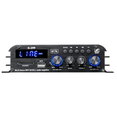 NÖRDIC Bluetooth 5.0 stereo 2.1 forsterker 4X40W + 50W RMS forsterker 2 høyttalere og subwoofer med USB og SD mediespillerinngang