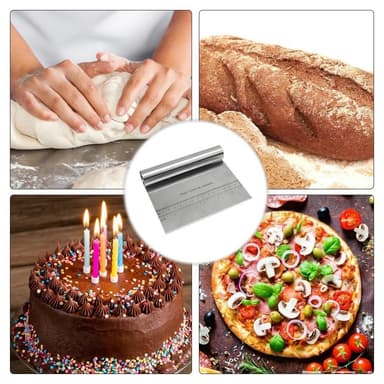 Deigskrape Rustfritt stål Slicer Pastry Pizzakutter med måleskala