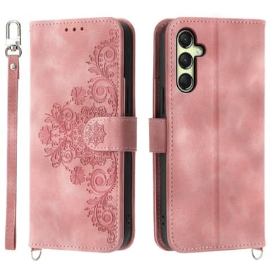 Til Samsung Galaxy A16 5G/A16 4G Deksel med Blomstermønster Lommebok-deksel - Rosa