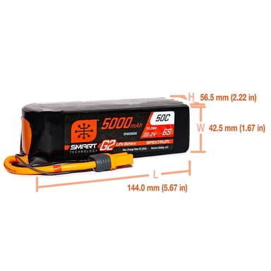 6s  5000mAh - 50C - Spektrum LiPo G2 IC5