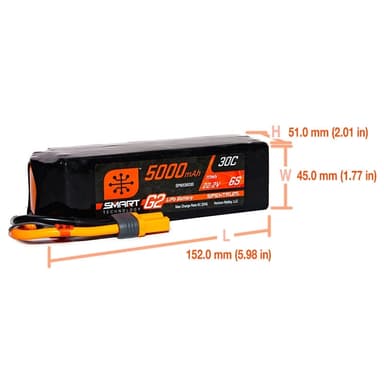 6s  5000mAh - 30C - Spektrum LiPo G2 IC5