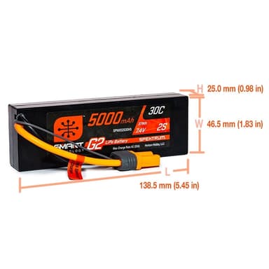 2s  5000mAh - 30C - Spektrum LiPo HC G2 IC5