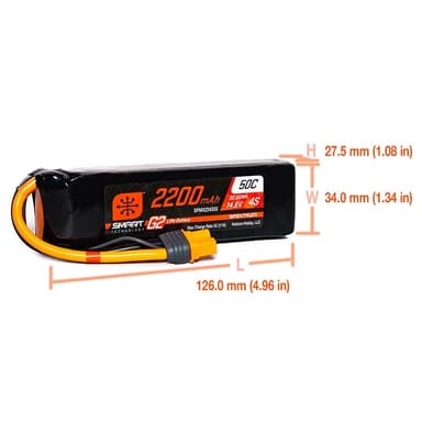 4s  2200mAh - 50C - Spektrum LiPo G2 IC3