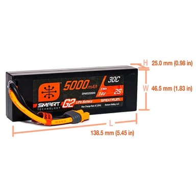 2s  5000mAh - 30C - Spektrum LiPo HC G2 IC3
