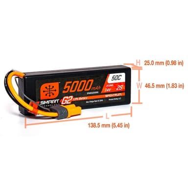 2s  5000mAh - 50C - Spektrum LiPo HC G2 IC5