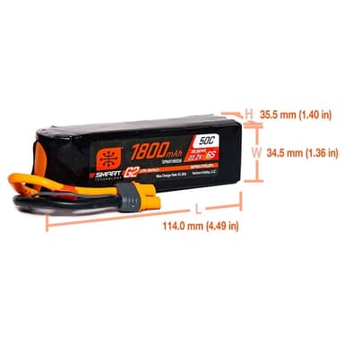 6s  1800mAh - 50C - Spektrum LiPo G2 IC3