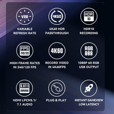 Ezcap GameDock Extreme fangstkort 4K60Hz HDR10 VRR RGB8:8:8 7.1 Surround