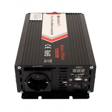 SKANBATT Inverter 12V 1000W Ren Sinus m/Trådløs Fjernkontroll