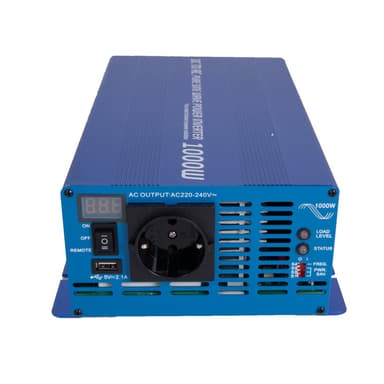 INVERTER 12V 1000W Ren sinus m/fjernkontroll