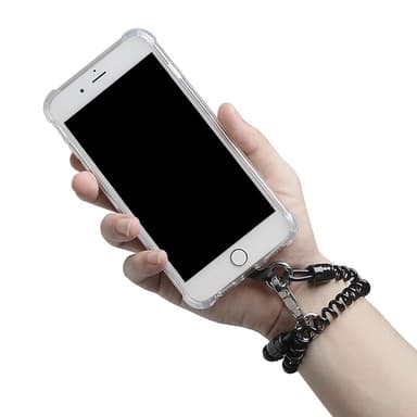Sikkerhetsstropp for mobil / spiralstropp med karabiner, sort