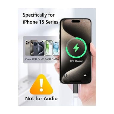 Adapter Lightning (hun) til USB-C (hann), kompatibel med iPhone 15 Sort