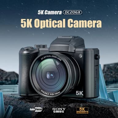 Digitalkamera (5k) med doble kameraer foran, autofokus, 32 GB-minnekort