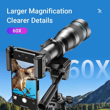 Utendørs 60X HD teleobjektivsett Sort