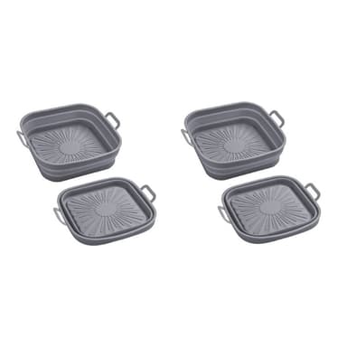 Sammenleggbar firkantet Air Fryer silikonform 17,5 cm 2-pak Grå