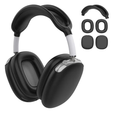 Silikonbeskyttelse for AirPods Max hodetelefoner og bøyle Sort