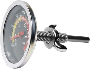 Analogt grilltermometer for grill & stekeovn i rustfritt stål
