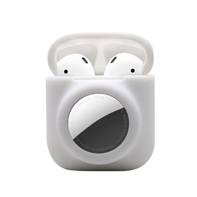 2 i 1 Airpods og Airtag-deksler i silikon Hvit