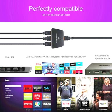 HDMI-bryter med HDR, 3D og 4K (2160p)
