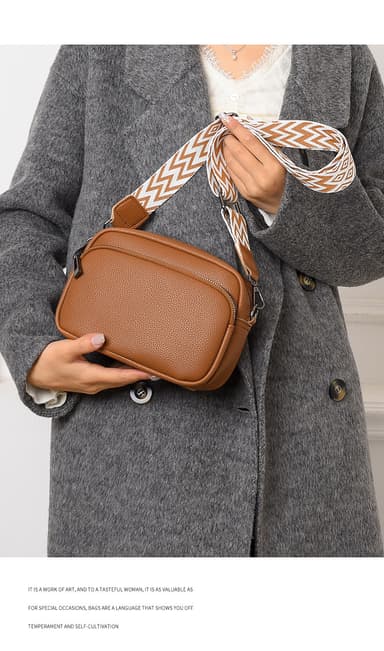 Crossbody-vesker for kvinner, justerbar remveske i PU-skinn Brun