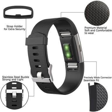 Klokkerem til Fitbit Charge 2, 3-pakning (S) Svart/grå/hvit