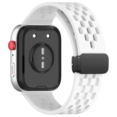 Pustende silikonrem med magnetisk spenne for Huawei Watch Fit 3 Hvit