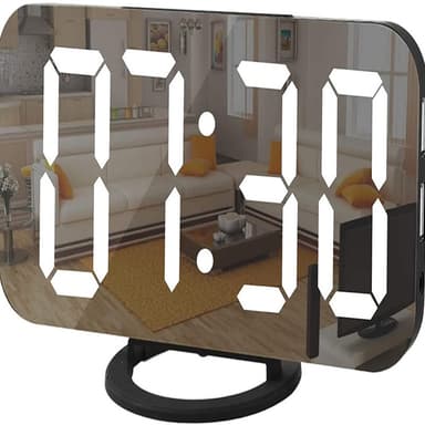 Digital vekkerklokke med speilglass - svart