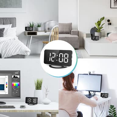 Digital vekkerklokke med speilglass - svart