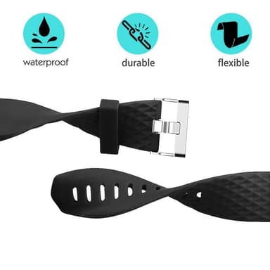 Klokkereim til Fitbit Charge 2 i svart silikon (L)