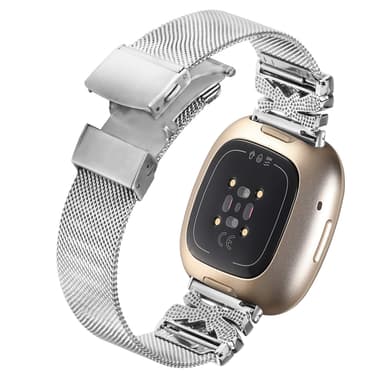 Klokkerem i rustfritt stål for Fitbit Versa3/4/Sense 2 Sølv