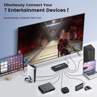 HDMI-bryter, 7x1 med 4K 60Hz og IR-fjernkontroll