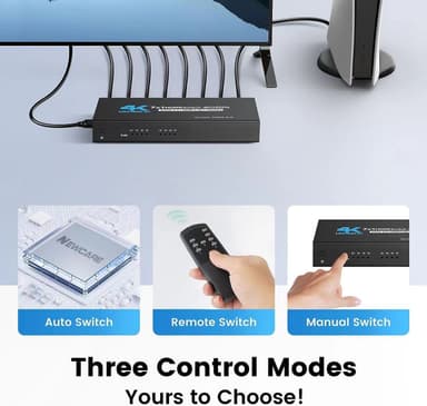 HDMI-bryter, 7x1 med 4K 60Hz og IR-fjernkontroll