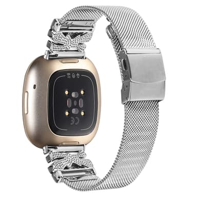 Klokkerem i rustfritt stål for Fitbit Versa3/4/Sense 2 Sølv