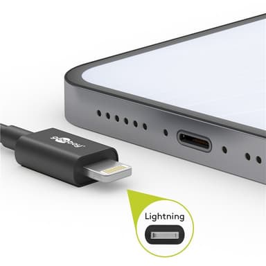 Lightning USB-C ""lader og synkroniserer helmetallkabel