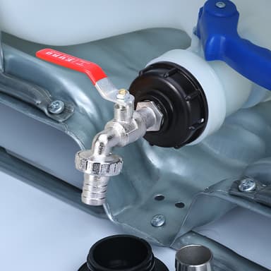 Kran med kranadapter for IBC tank 1/2 tommers armatur i legert