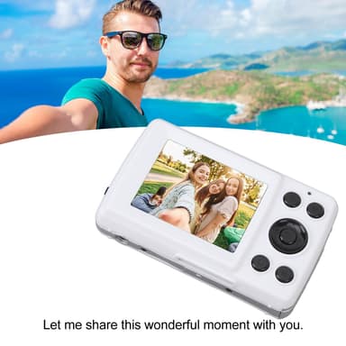 Kompakt kamera med 16x digital zoom og 2,4 tommers LCD-skjerm Hvit