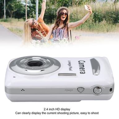 Kompakt kamera med 16x digital zoom og 2,4 tommers LCD-skjerm Hvit