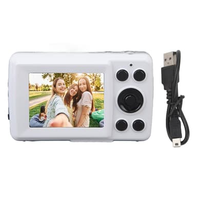Kompakt kamera med 16x digital zoom og 2,4 tommers LCD-skjerm Hvit