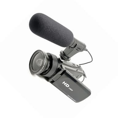 HD-digitalt kamera med vidvinkelobjektiv Sort