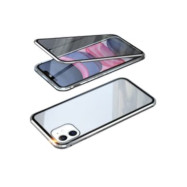 Magnetisk deksel for iPhone, dobbeltsidig herdet glassdeksel Sølv iPhone 16 Pro Max