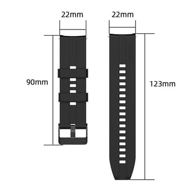 Armbånd silikon 22 mm Sort