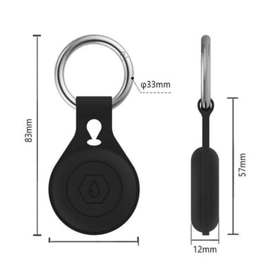 Airtag-holder / etui med nøkkelring silikon Sort
