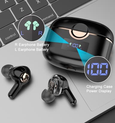 Øreplugger, trådløse Bluetooth 5.0 Double Dynamic Sort
