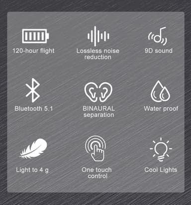 Øreplugger, trådløse Bluetooth 5.0 Double Dynamic Sort