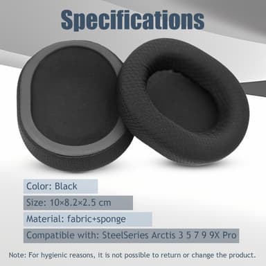 Øreputer til SteelSeries Arctis 3/5/7/9/9X/Pro 1 par, sorte