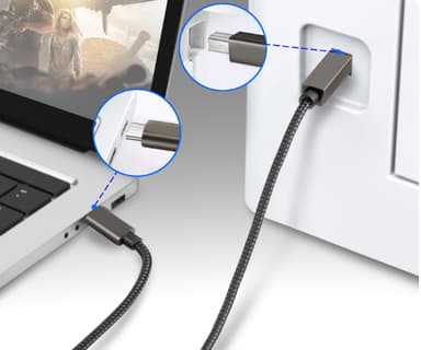 USB-B til USB-C kabel til skriver Sort 2 m
