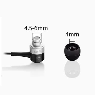 Silikon-hetter for 4,5-6 mm øreplugger, 18 par i 3 størrelser Sort