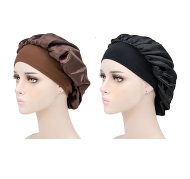 Sovehette - Beskytter håret når du sover 2-pack Brun+svart