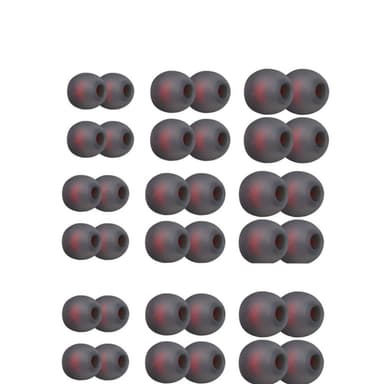 Silikon-hetter for 4,5-6 mm øreplugger, 18 par i 3 størrelser Grå